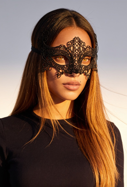 INCOGNITO - MASCHERINA NERA RICAMATA